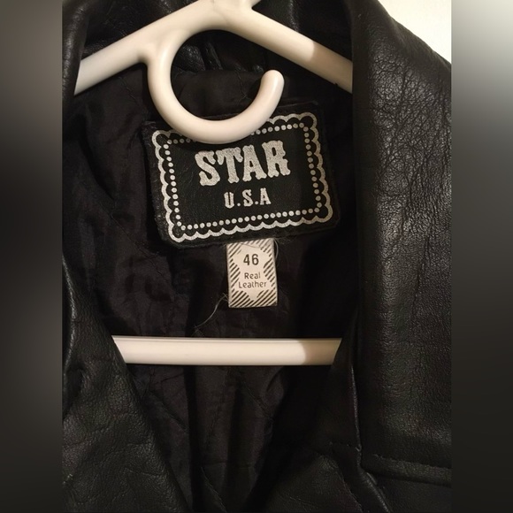 VINTAGE LEATHER JACKET STAR USA BIKER-STYLE - Picture 4 of 11